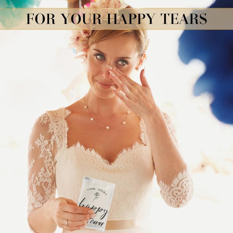 Ohuimrt 30 Packs Happy Tears Tissues for Wedding, 3 Ply Wedding Tissue Packs For Guests, Bulk Individual Pocket Tissue Packs for Welcome Favor Bags Wedding Gifts - Image 5